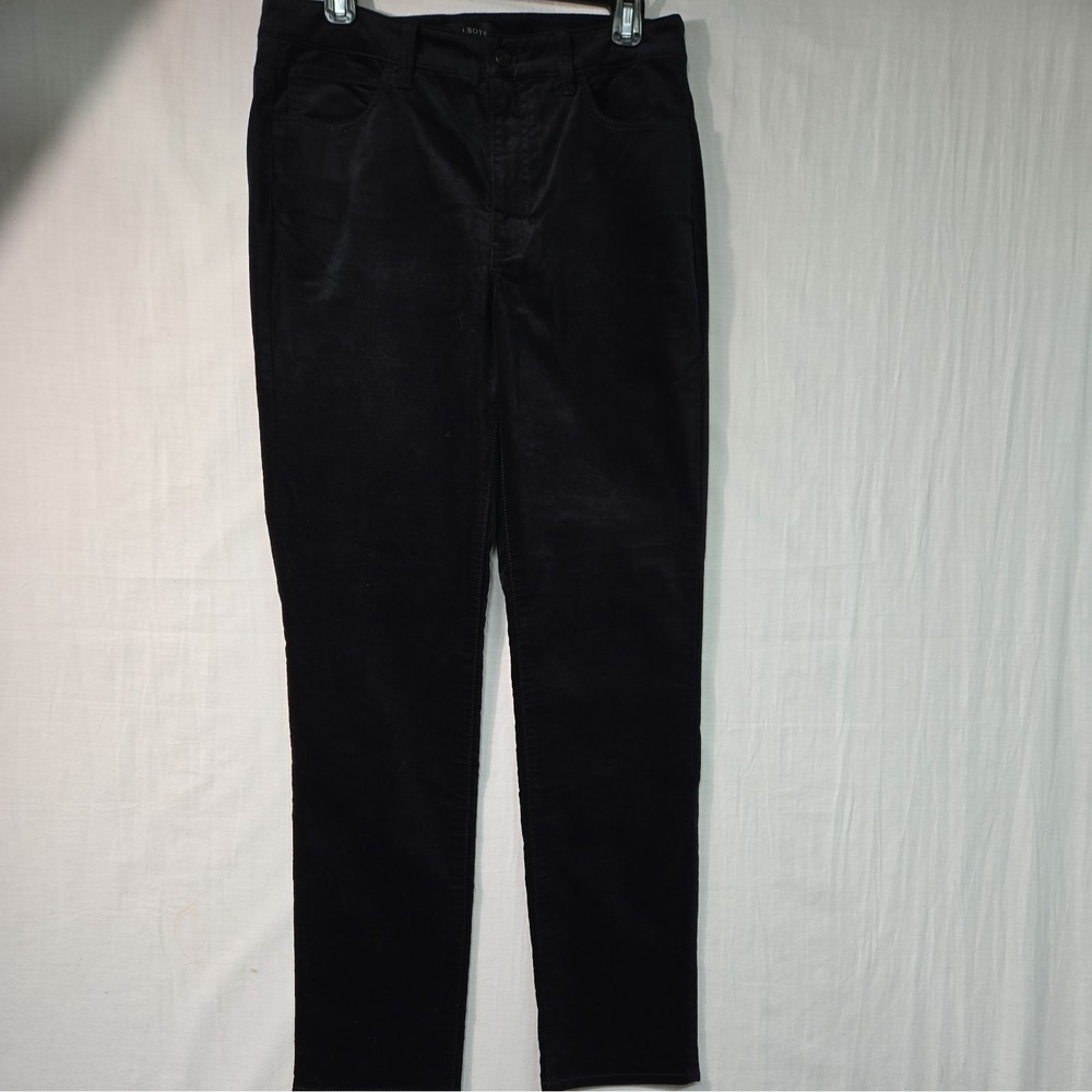 Talbots Velveteen Straight-Leg Pants Women's Size 6 Pocket Stretch Black Velour